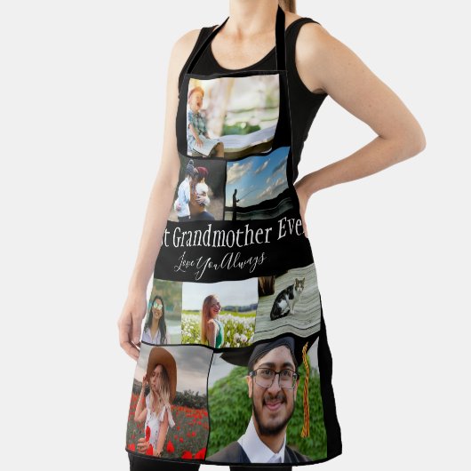 最高の祖母Ever 8 Photo Collage White Script エプロン (インサイチュ)