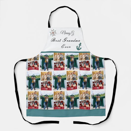 最高の祖母Ever Photo Collage White Script エプロン (正面)