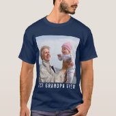 最高の祖父とベビーフォトネイビー Tシャツ (正面)
