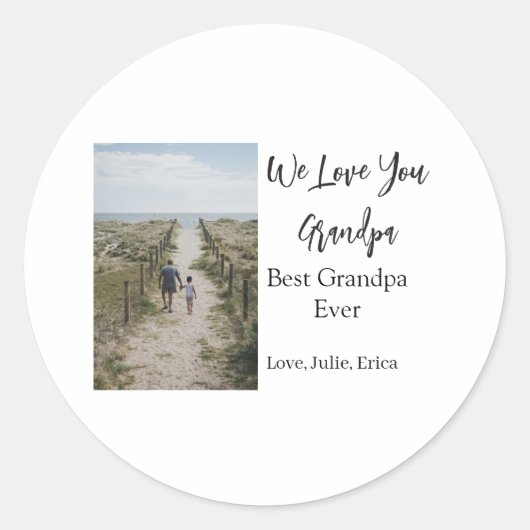 最高の祖父の写真ギフトクラシック ラウンドシール (正面)
