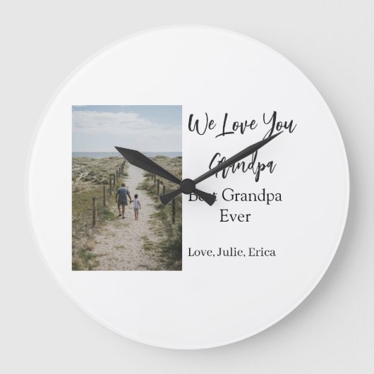 最高の祖父の写真ギフトクラシック ラージ壁時計 (正面)