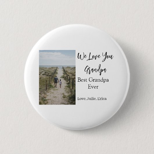 最高の祖父の写真ギフトクラシック 缶バッジ (正面)