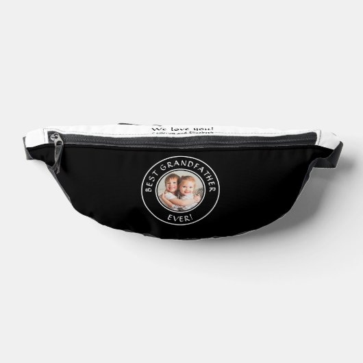 最高の祖父の写真グランドキッズギフトブラック ファニーパック (レイダウン)