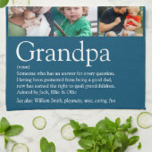 最高の祖父の写真コラージュ 青 キッチンタオル (折り畳み)