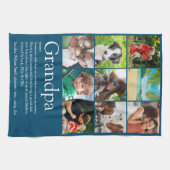 最高の祖父の写真コラージュ 青 キッチンタオル (横)