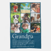 最高の祖父の写真コラージュ 青 キッチンタオル (縦)