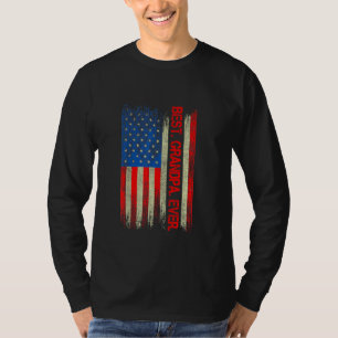 最高の祖父エバ男性へアメリカ国旗 Tシャツ