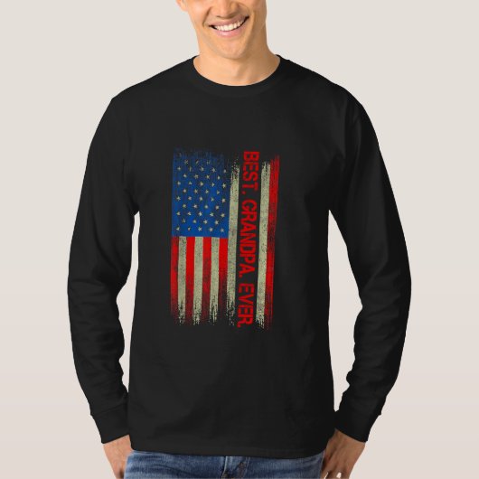 最高の祖父エバ男性へアメリカ国旗 Tシャツ (正面)
