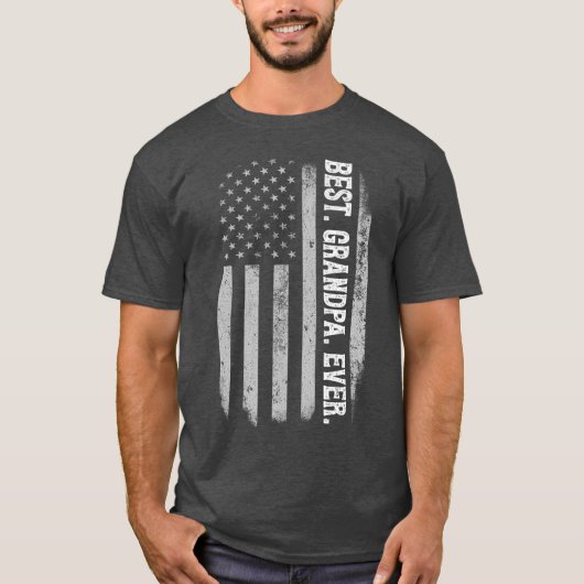 最高の祖父ヴィンテージアメリカ国旗の父親 Tシャツ (正面)