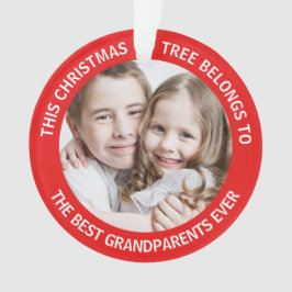 最高の祖父母のクリスマスツリー写真レッド オーナメント