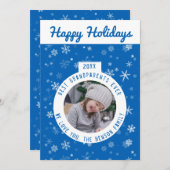 最高の祖父母のブルースノーフレークのボールフォト シーズンカード (正面/裏面)