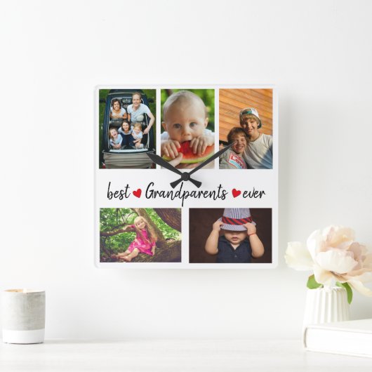 最高の祖父母の写真5 スクエア壁時計 (ホーム)