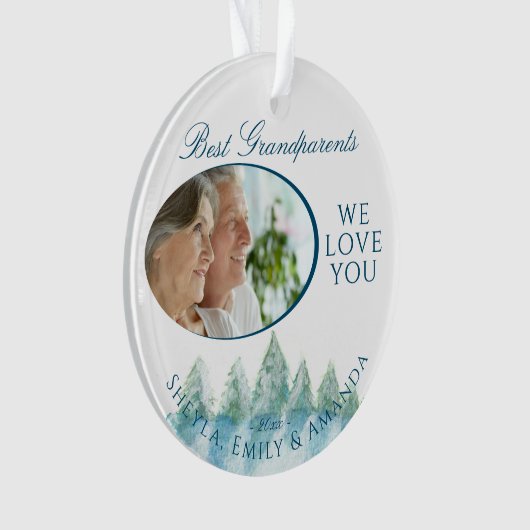 最高の祖父母の冬の森の水のカラー写真 オーナメント (正面)