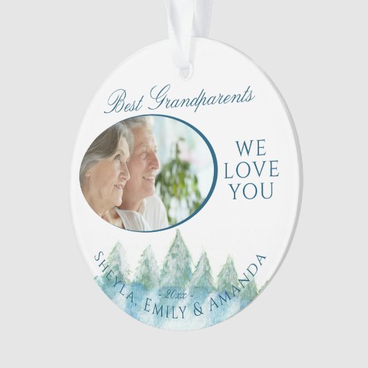 最高の祖父母の冬の森の水のカラー写真 オーナメント (正面)