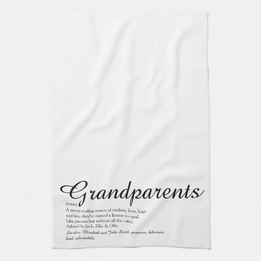 最高の祖父母の定義スクリプト キッチンタオル (縦)