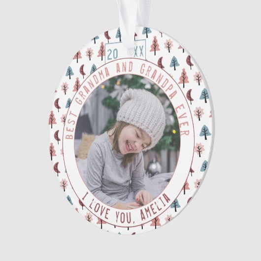最高の祖父母の木Pastel Keepsake写真 オーナメント (正面)
