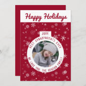 最高の祖父母の赤いスノーフレーク・ボール写真 シーズンカード (正面/裏面)