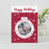 最高の祖父母の赤いスノーフレーク・ボール写真 シーズンカード (スタンド正面)