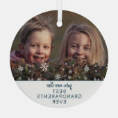 最高の祖父母の雪姫の写真 ガラスオーナメント (裏面)