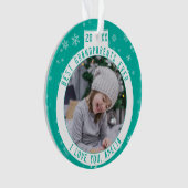 最高の祖父母スノーフレーク緑の記念写真 オーナメント (正面)