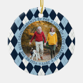 最高の祖父母by Par Blue Golfアーガイル 2写真 セラミックオーナメント
