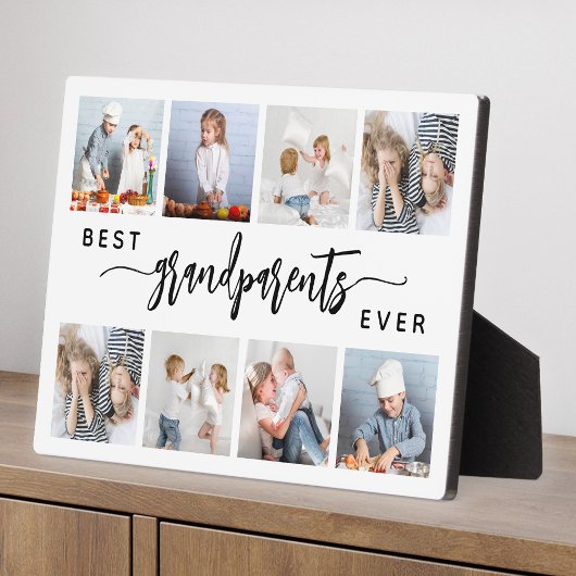 最高の祖父母Ever 8 Photo Collage White フォトプラーク