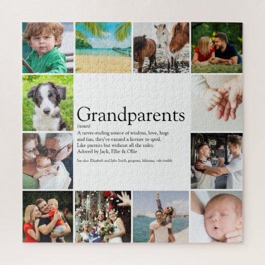 最高の祖父母Ever Definition 12フォトコラージュ ジグソーパズル (縦)