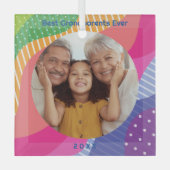 最高の祖父母Ever Grandkids家族の写真 ガラスオーナメント (正面)