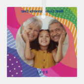 最高の祖父母Ever Grandkids家族の写真 ガラスオーナメント (裏面)