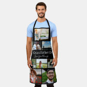 最高の祖父Ever 8フォトコラージュ白いスクリプト エプロン (着用した状態)