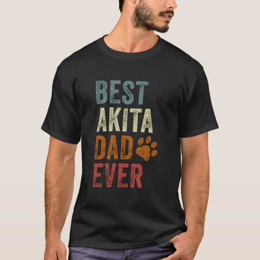 最高の秋田犬パパだね 父の日 Tシャツ (正面)
