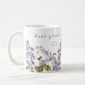 最高の素晴らしおばあちゃんかわいらし前紫薄紫花 コーヒーマグカップ (左)