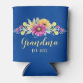 最高の素晴らしおばあちゃんエレガントフローラデイジー 缶クーラー (正面)