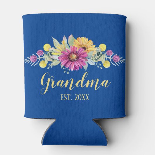 最高の素晴らしおばあちゃんエレガントフローラデイジー 缶クーラー (裏面)