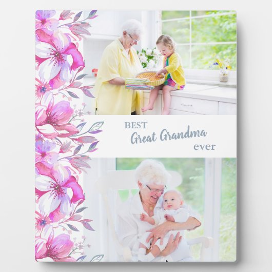 最高の素晴らしおばあちゃん今までピンクのフローラ縁ど フォトプラーク (正面)