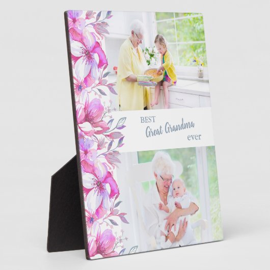 最高の素晴らしおばあちゃん今までピンクのフローラ縁ど フォトプラーク (側面)