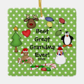 最高の素晴らしおばあちゃん セラミックオーナメント (正面)