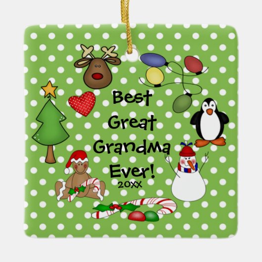 最高の素晴らしおばあちゃん セラミックオーナメント (正面)