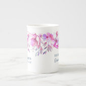 最高の素晴らしお祖母さんEver - Pink Water Color Flowers ボーンチャイナマグカップ (正面)