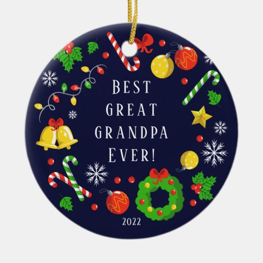 最高の素晴らしGrandpa Ever Christmas 2Sided セラミックオーナメント (正面)