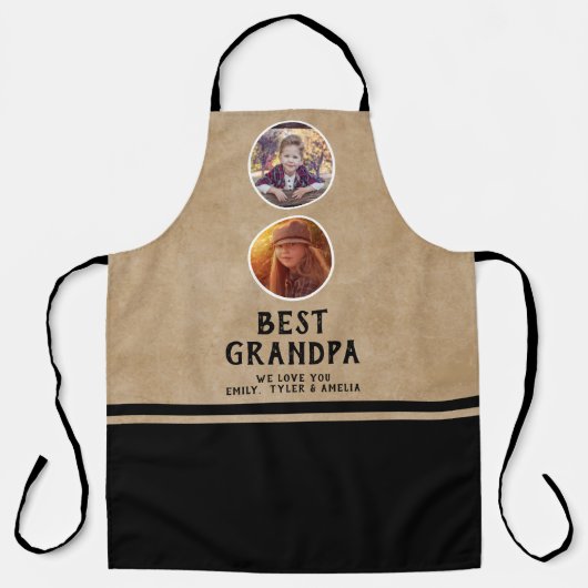 最高の素朴おじいちゃん父の日2フォトブラック エプロン (正面)