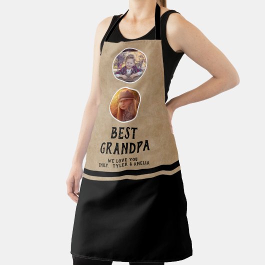 最高の素朴おじいちゃん父の日2フォトブラック エプロン (インサイチュ)