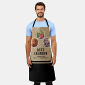 最高の素朴おじいちゃん父の日3写真黒 エプロン (着用した状態)