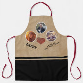 最高の素朴パパハート父の日3フォトブラック エプロン (正面)