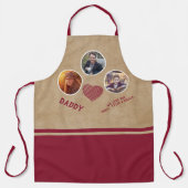 最高の素朴パパハート父の日3写真コラージュ エプロン (正面)