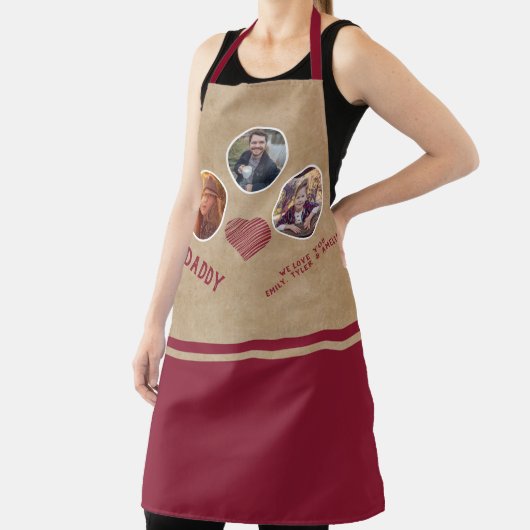 最高の素朴パパハート父の日3写真コラージュ エプロン (インサイチュ)