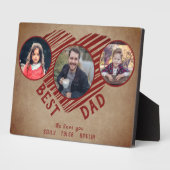 最高の素朴パパハート父の日3写真コラージュ フォトプラーク (側面)