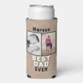 最高の素朴パパ父の日2写真コラージュ スリム缶クーラー (Seltzer正面)