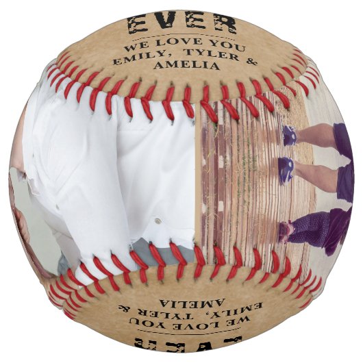 最高の素朴パパ父の日2写真コラージュ ソフトボール (正面)