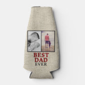 最高の素朴パパ父の日2写真コラージュ ボトルクーラー (正面)